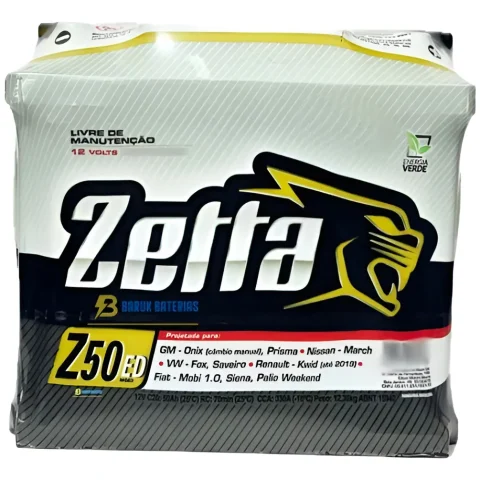 Bateria Zetta 50Ah - Z50ED (Cx Alta) - Fabricação Moura